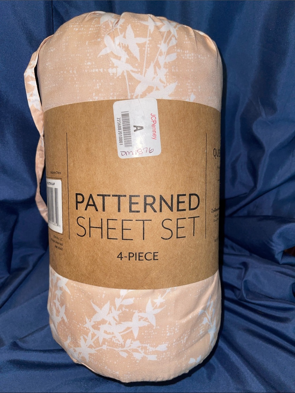 Patterned Home Bedding Sheet Set - Peach Floral (4-Piece)
